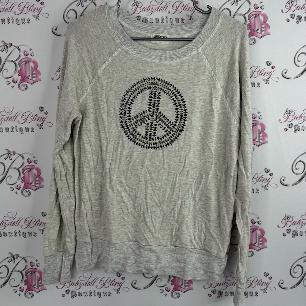 River + Sky sundown peace ☮️ sweater super soft boho Light Gray Sweatshirt